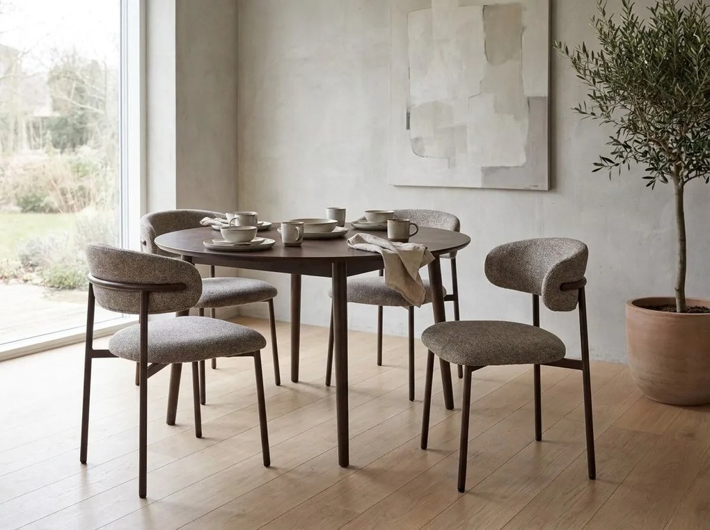 Scaun de dining tapitat ROCKET, nuc/cappuccino