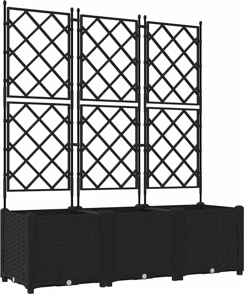 vidaXL Vază pentru Grădină 3 pcs Negru 120 x 40 x 143 cm Oțel