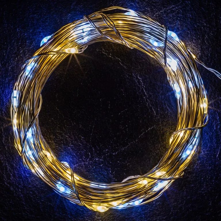 Set de 2 bucăți de lanțuri luminoase - 50 LED,alb cald/ rece