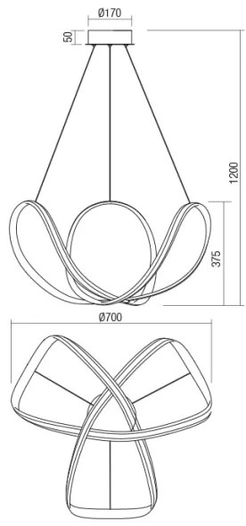 Lustră LED pe cablu Redo 01-1784 pe cablu NUCLEO LED/55W/230V alb