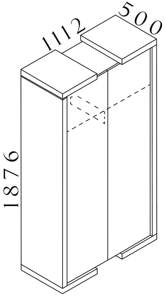 Dulap înalt Lineart 111,2 x 50 x 187,6 cm, ulm deschis / alb