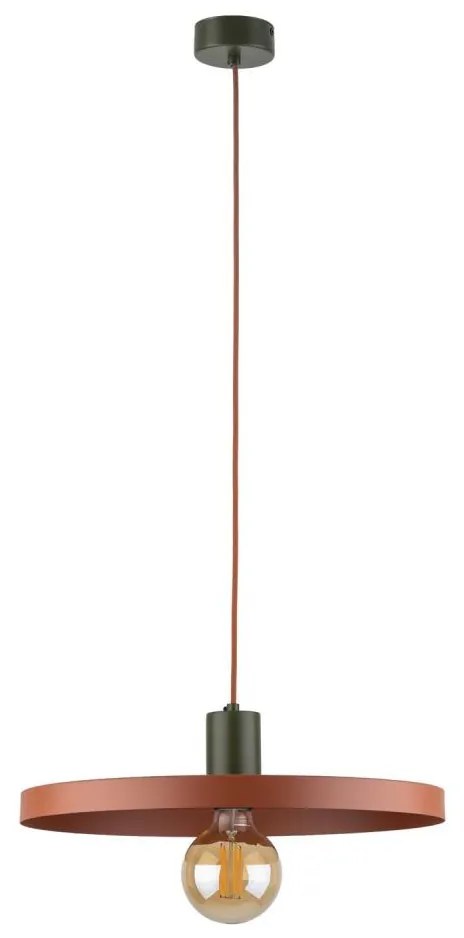 Lustră pe cablu SILA 1xE27/15W/230V d. 40 cm cărămidă/verde