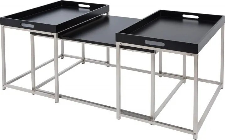 Set de 3 masute design industrial Elements negru