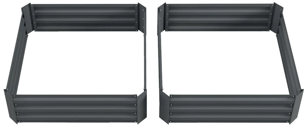 Outsunny Lot de 2 grădini pătrate de grădină dimensiune 100L x 100l x 30H cm oțel ondulat verde | Aosom Romania