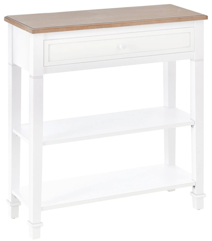 HOMCOM Masa multifunctionala pentru hol, cu sertar, lemn pin, 75.6x27.5x80.5cm, alb | Aosom Romania