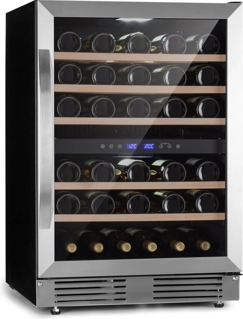 Klarstein Vinovilla 50 Duo, Frigider pentru vinuri cu două zone, 53l, 17 fl., ușă din sticlă în 3 culori