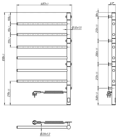 Uscător electric rotativ pentru prosoape ARABESQUE 196W/230V 81,8 cm IP44 alb