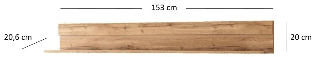 Poliță 150 cm Chase (Stejar wotan). 1052828