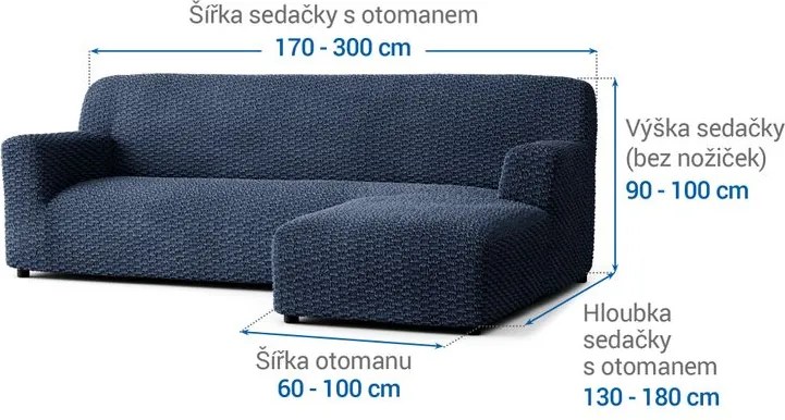 Gaico Huse bielastice MOSAICO albastre canapea cu otoman dreapta (l. 170 - 300 cm)