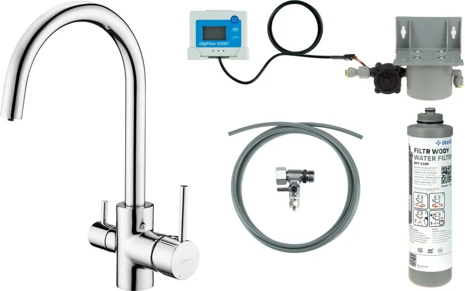 Baterie pentru bucătărie, cu kit de filtrare a apei BCHF064M