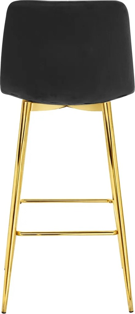Scaun de bar POZZA VELVET cu picioare aurii, neagra