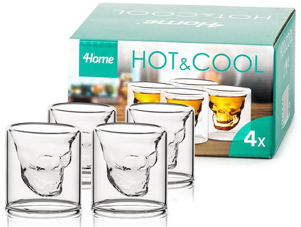 Set pahare shot 4home Skull Hot&Cool, 20 ml, 4 buc.