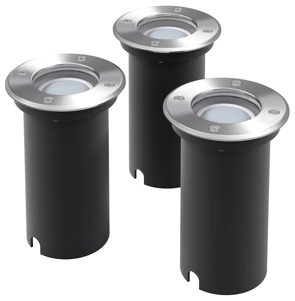 vidaXL Corpuri de iluminat LED pentru sol, exterior, rotunde, 3 buc.