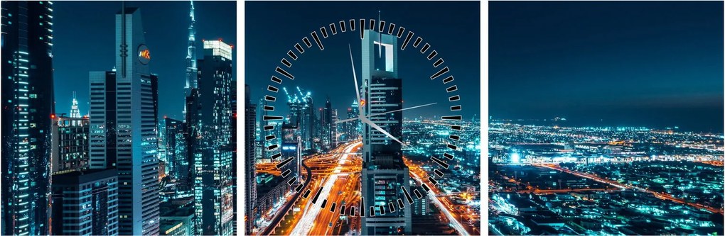 Tablou - Noaptea la Dubai (cu ceas) (90x30 cm)