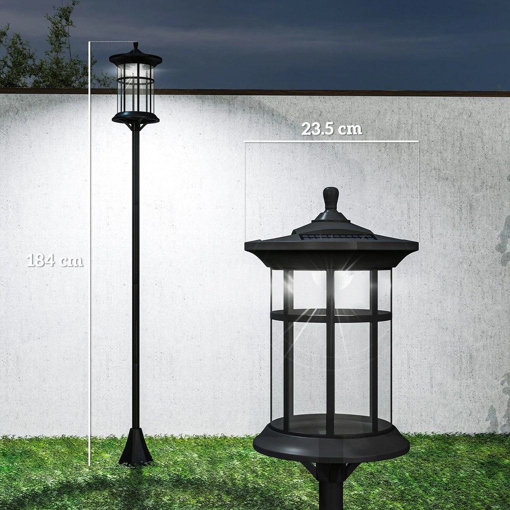 Outsunny Set de două lampioane solare tradiționale de 1,8m - Negru | Aosom Romania