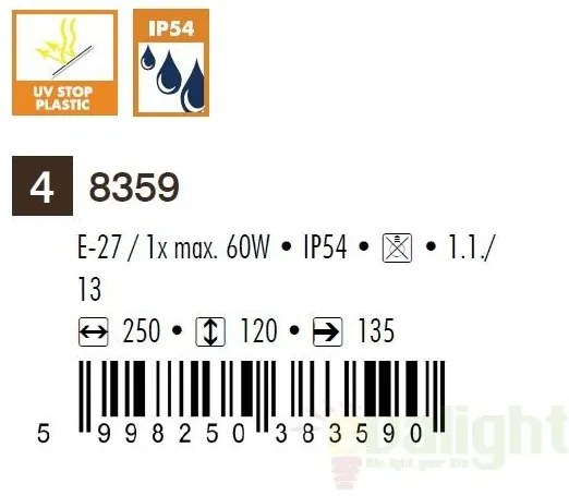 Aplica de perete exterior IP54, dim.25X12cm, negru Manhattan 8359 RX