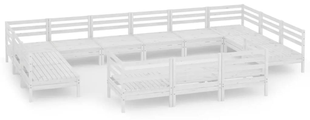 3083505 vidaXL Set mobilier de grădină, 13 piese, alb, lemn masiv de pin