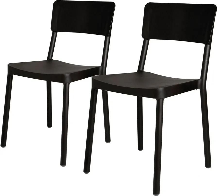 Set de 2 scaune Lisboa polipropilenă, negru, 82 x 52 x 48 cm