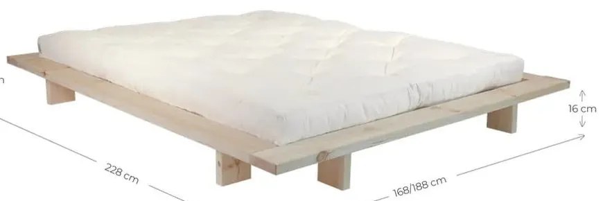 Pat matrimonial în culoare naturală din lemn de pin cu somieră 180x200 cm Japan – Karup Design