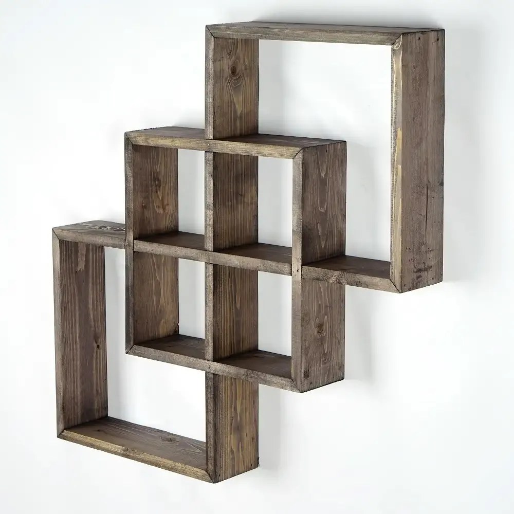 Raft de perete din lemn Karo Homs, maro 69 cm