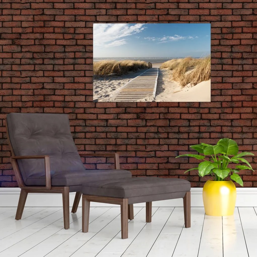 Tablou - Plaja cu nisip de pe insula Langeoog, Germania (90x60 cm)