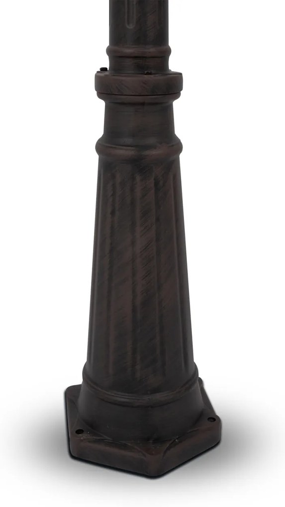 Stalp de exterior cu 3 brate protectie IP44, Fleur H-239cm, bronz antic