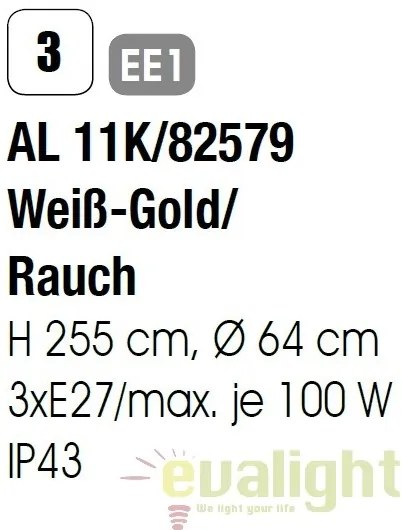 Stalp exterior stil clasic IP43 H255 Puchberg AL 11K/82579 weiß-gold/rauch OR