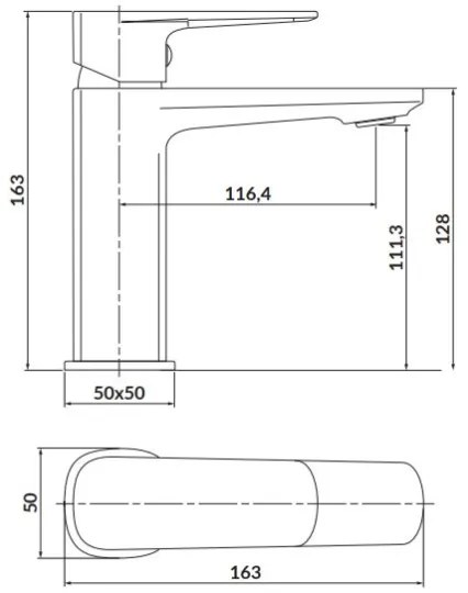 Baterie de cadă Cersanit S951-388 LARGA 16,3 cm crom lucios