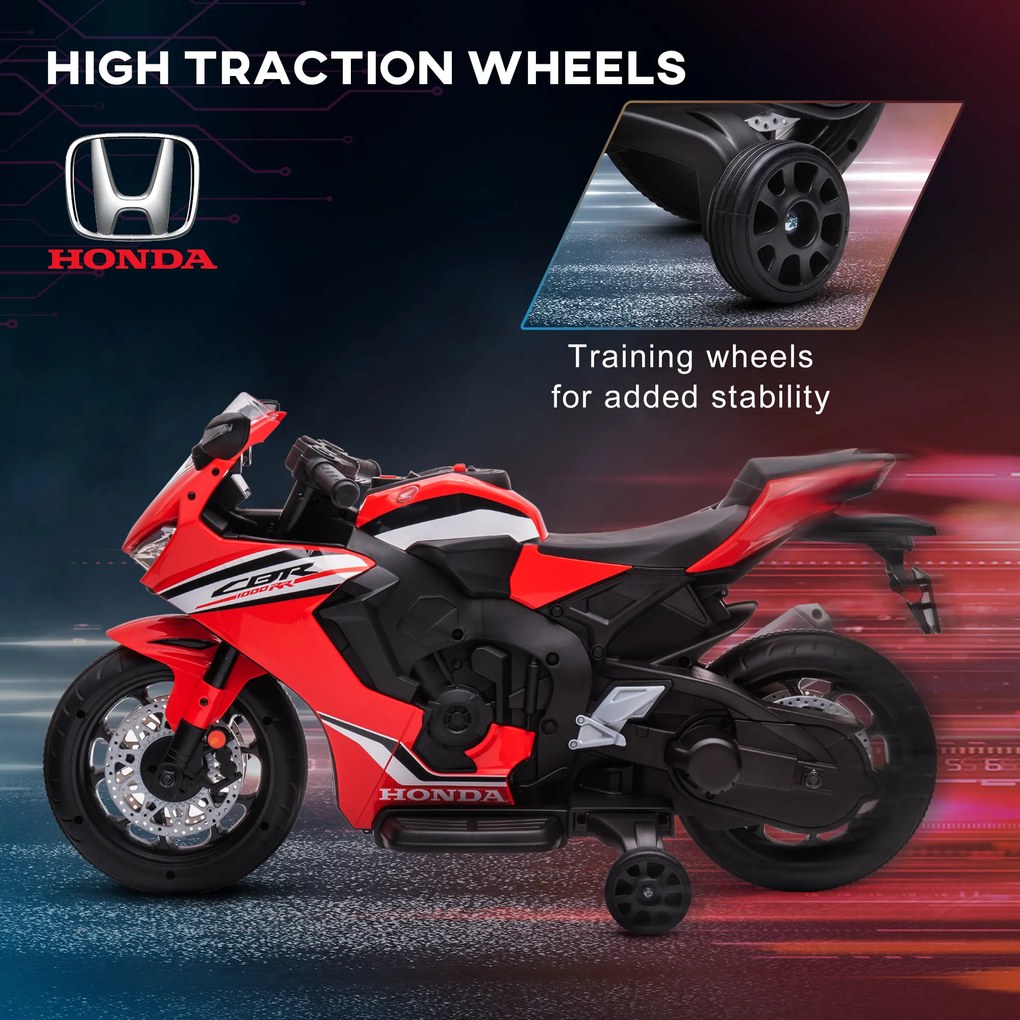 HOMCOM Motocicleta Electrică Copii 6V pentru Copii 3-5 Ani - 30 kg, 3 km/h, Roți și Muzică, 90x44x52 cm, Roșie | Aosom Romania
