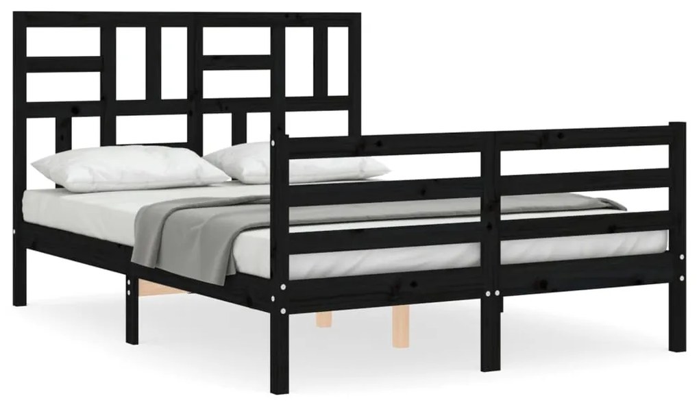 3194895 vidaXL Cadru de pat cu tăblie, negru, 120x200 cm, lemn masiv