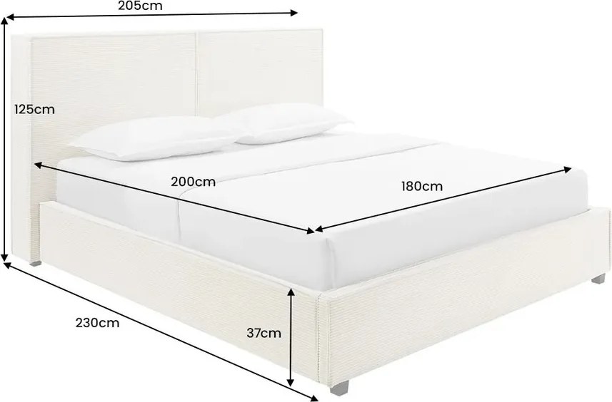 Pat ROCCO 180x200cm catifea raiata bej cu spatiu de depozitare