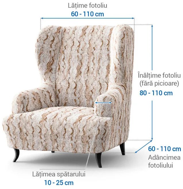 Huse bielastice OCEANO NOU bej fotoliu clasic (l. 60 - 110 cm)
