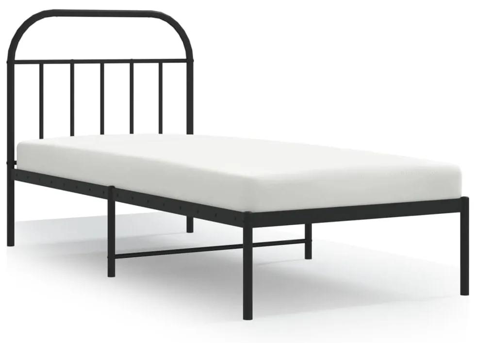 353627 vidaXL Cadru de pat metalic cu tăblie, negru, 90x190 cm
