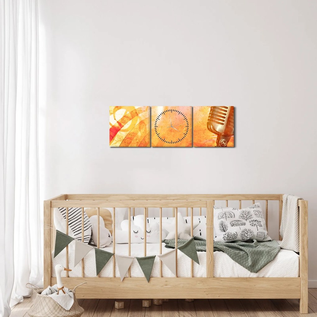 Tablou - Microfon retro (cu ceas) (90x30 cm)