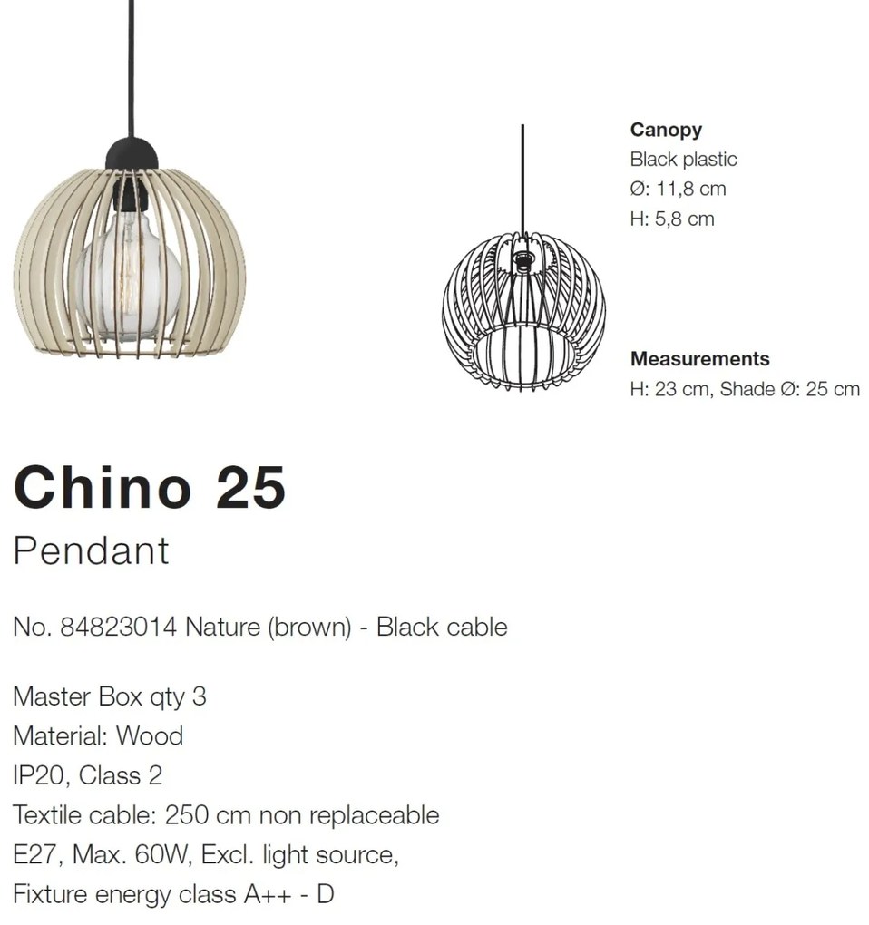 Lustra, Pendul lemn design nordic Chino 25 84823014 NL