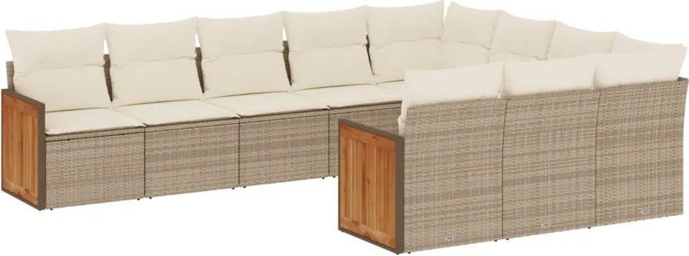vidaXL Set canapele de grădină cu perne, 10 piese, bej, poliratan