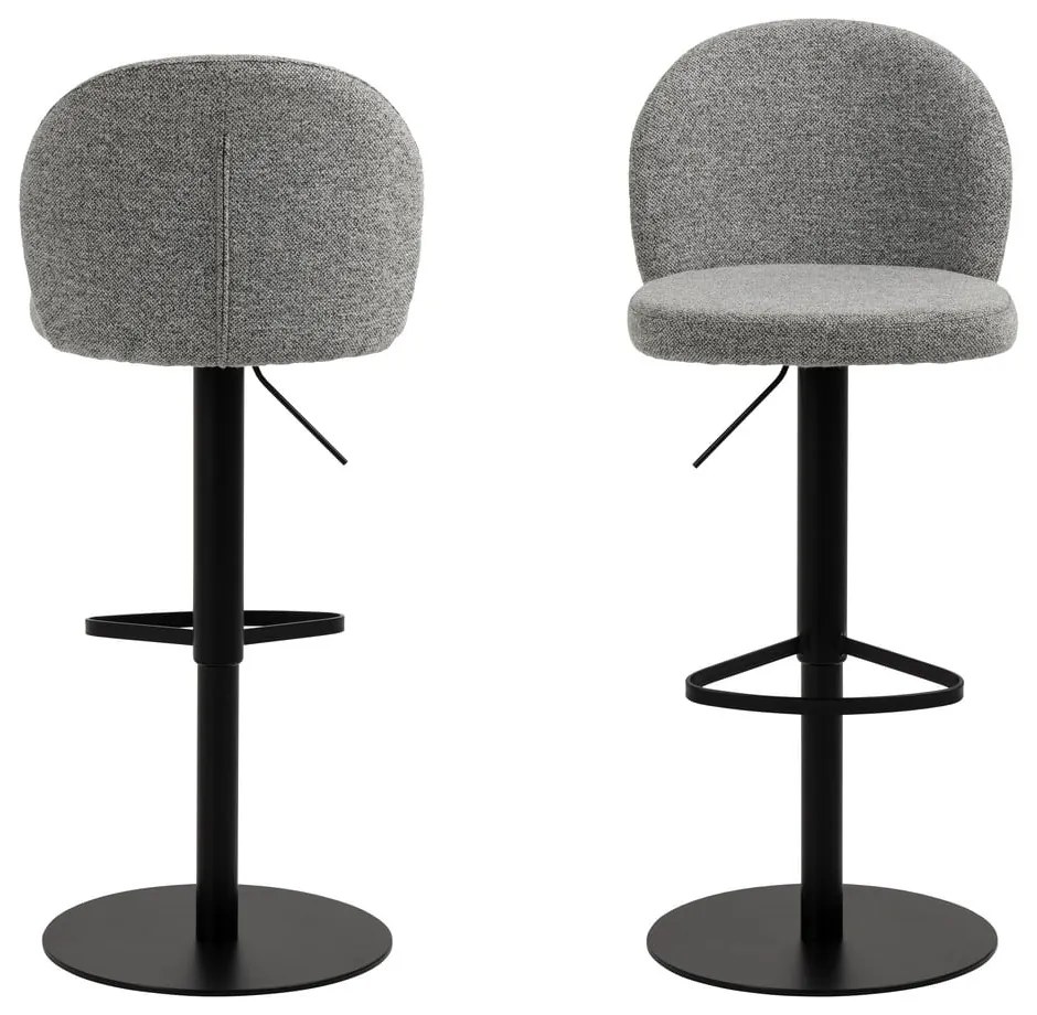 Scaun de bar negru/gri cu înălțime ajustabilă (înălțime șezut 55 cm) Patricia – Actona