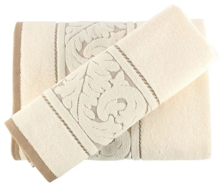 Set 2 prosoape din bumbac Sultan, crem