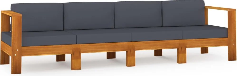 vidaXL Canapea grădină 4 locuri, cu perne gri închis, lemn acacia