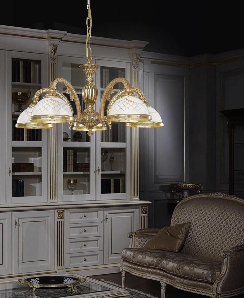 Candelabru din alama cu 5 brate design italian 7102