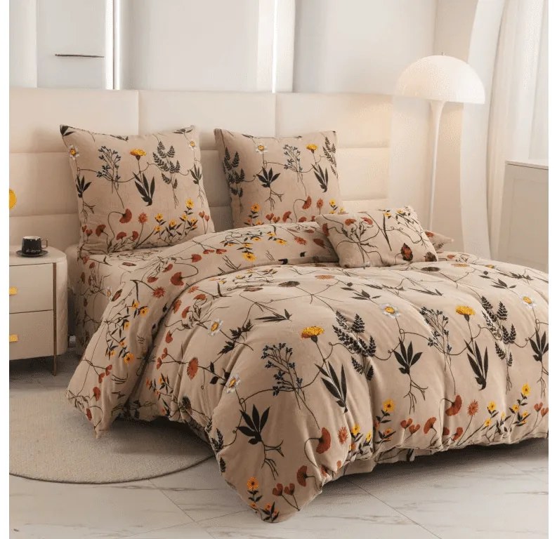 Lenjerie de pat din microplush HERBARIU bej Dimensiune lenjerie de pat: 2 buc 70 x 90 cm | 200 x 220 cm