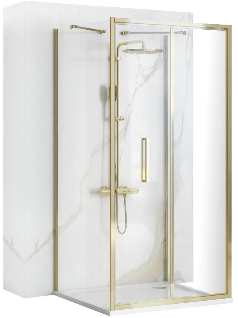 Cabina de dus de perete Rapid Fold Auriu 90x80cm, Rea