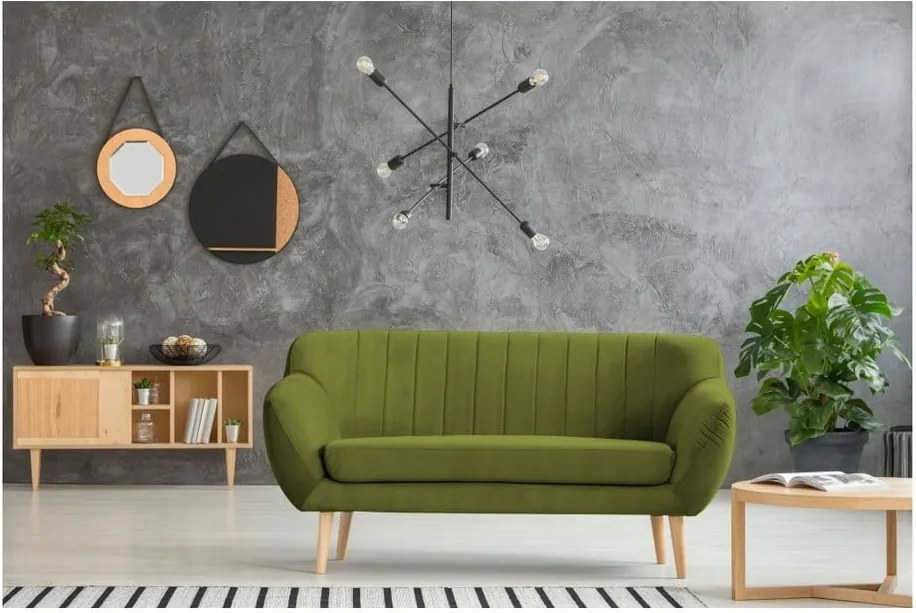 Canapea cu tapițerie din catifea Mazzini Sofas Sardaigne, 158 cm, verde