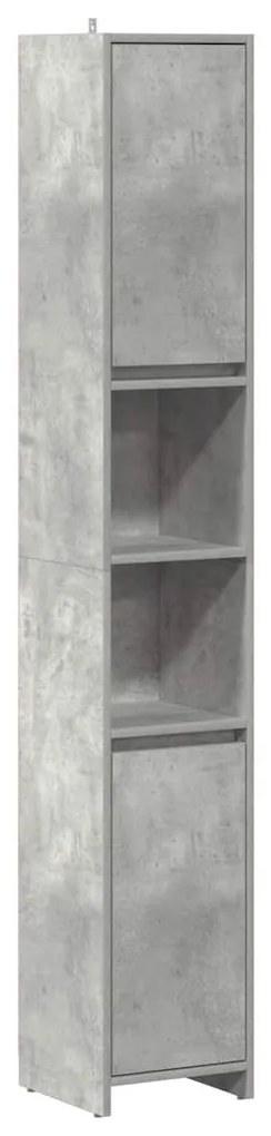 856063 vidaXL Dulap de baie, gri beton, 30x30x183,5 cm, PAL