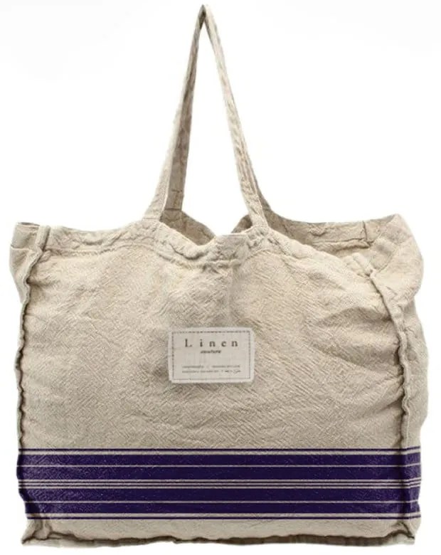 Geantă textilă Really Nice Things Blue Stripes, lățime 42 cm