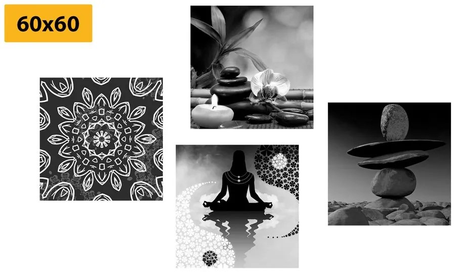 Set tablouri armonie Feng Shui în design alb-negru