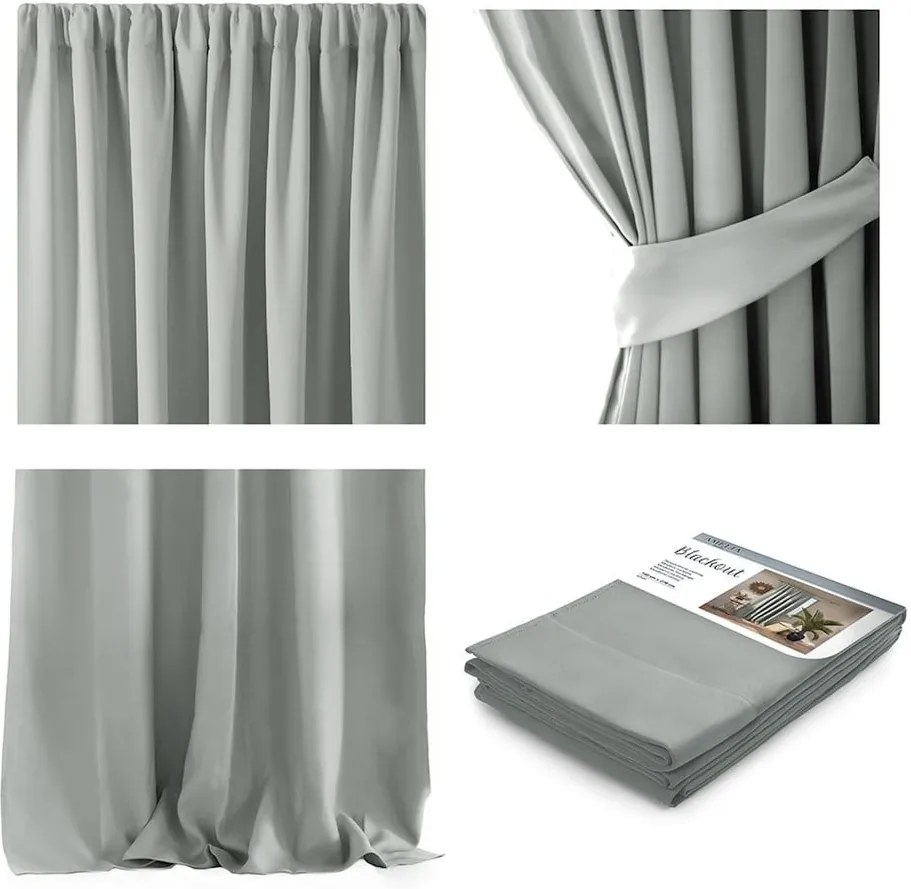 Draperie AmeliaHome Pleat, 140 x 270 cm, gri