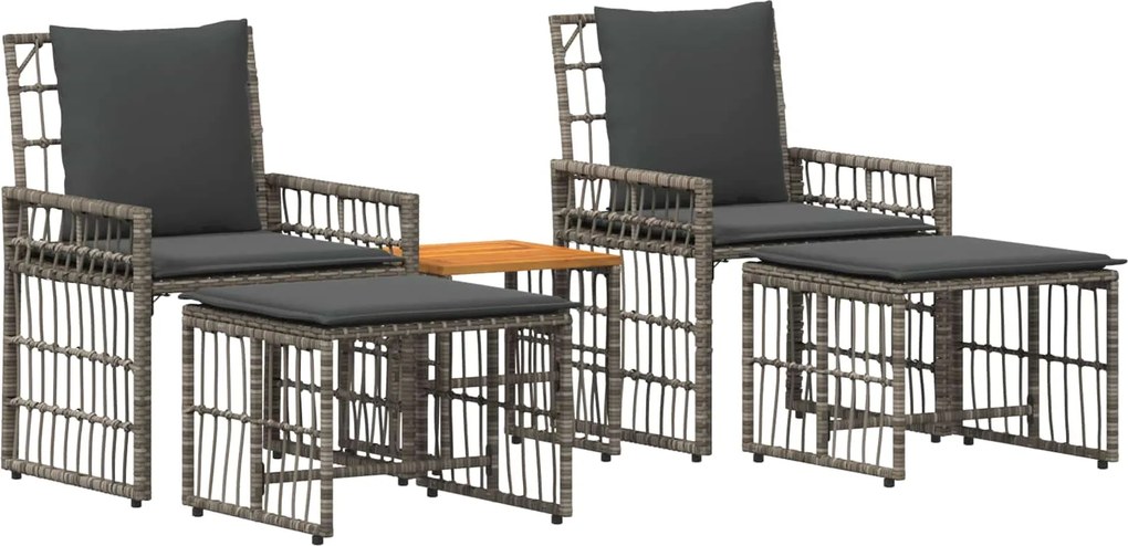 vidaXL Set de Mobilier pentru Exterior 5 pcs Negru și Gri închis