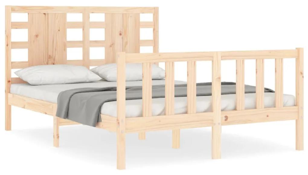 3192786 vidaXL Cadru de pat cu tăblie, dublu mic, lemn masiv