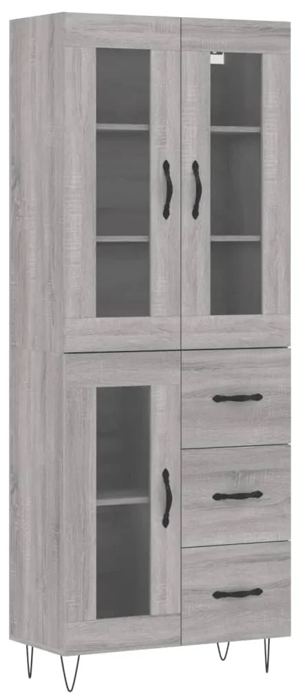 3198631 vidaXL Dulap înalt, gri sonoma, 69,5x34x180 cm, lemn compozit